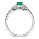 Sterling Silver Rhodium-plated Emerald and White Sapphire Ring